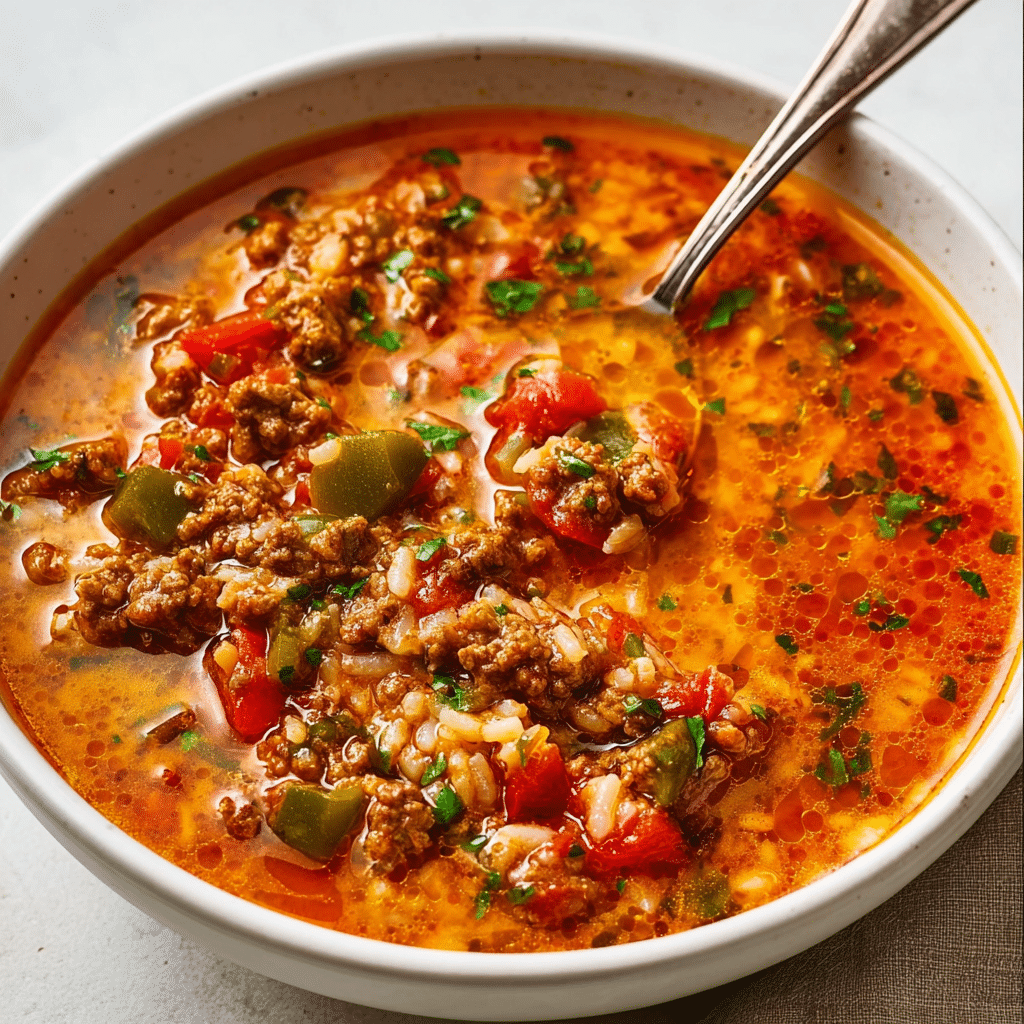 Stuffed Pepper Soup Recipe (Culver's Copycat) Recipe - Recipe Image
