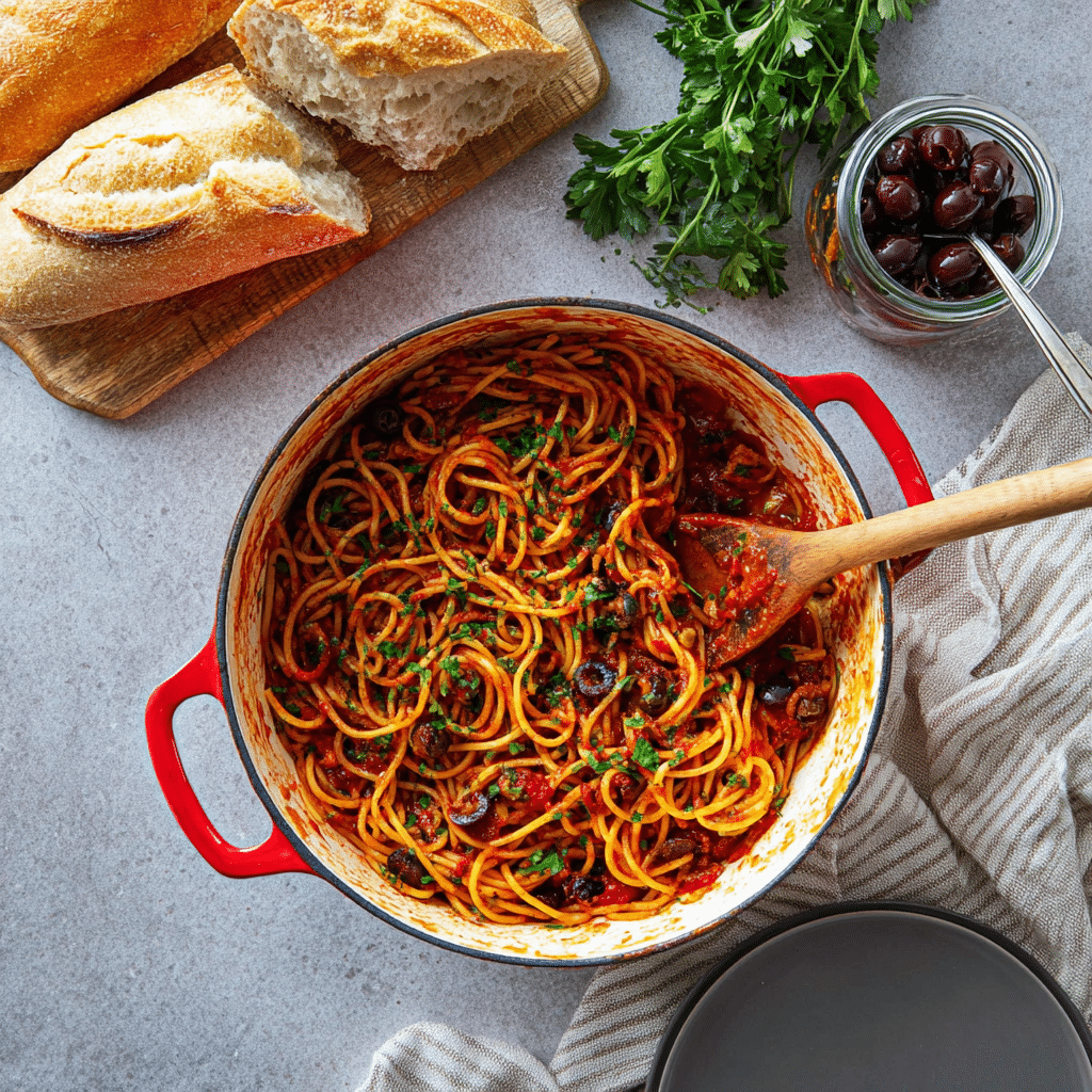 Easy Pasta Puttanesca Recipe (25 Minute One Pot) Recipe - Recipe Image