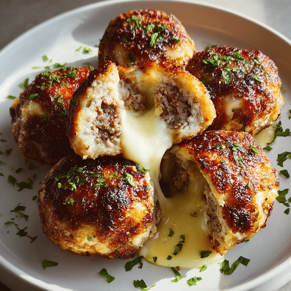 Garlic Parmesan Cheeseburger Bombs – 5 Ingredients Recipe - Recipe Image