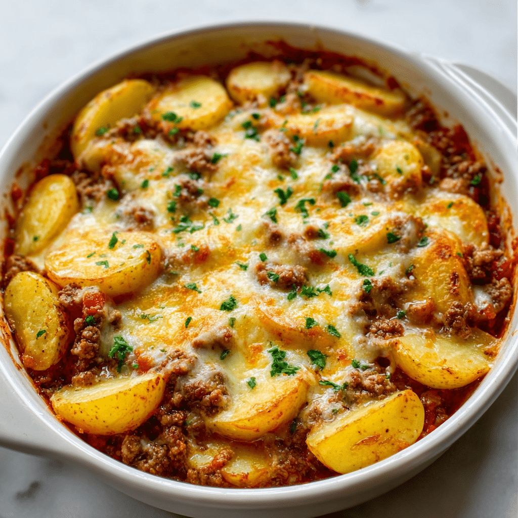Crockpot Cheesesteak Potato Casserole Recipe - Recipe Image