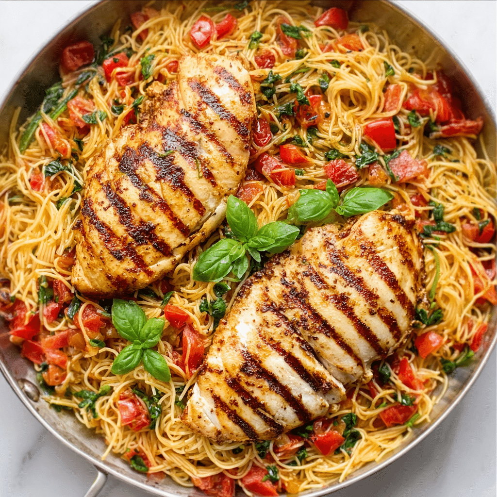 Bruschetta Chicken Pasta Recipe - Recipe Image