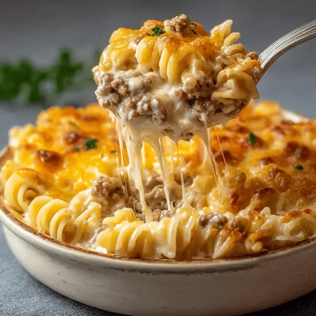 CHEESY HAMBURGER CASSEROLE Recipe - Recipe Image