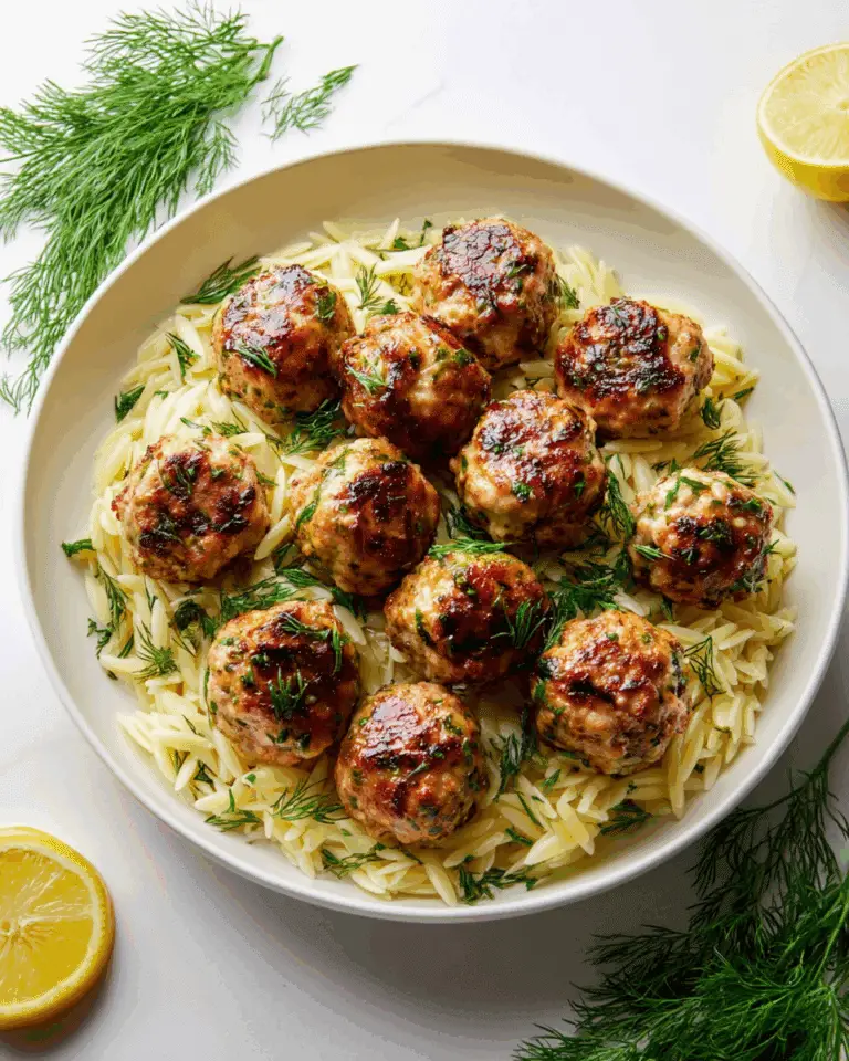greek chicken meatballs with lemon orzo Dinner Recipe