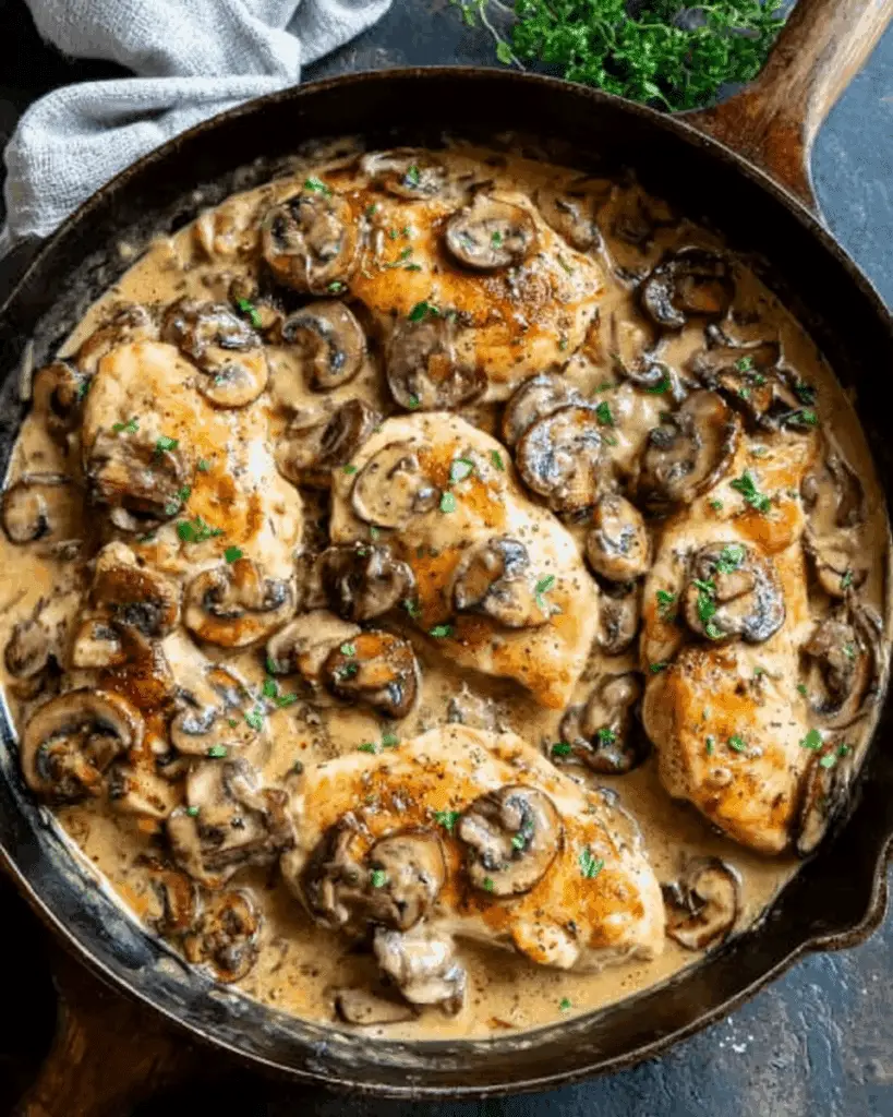 Skillet Chicken and Mushroom Wine Sauce Recipe