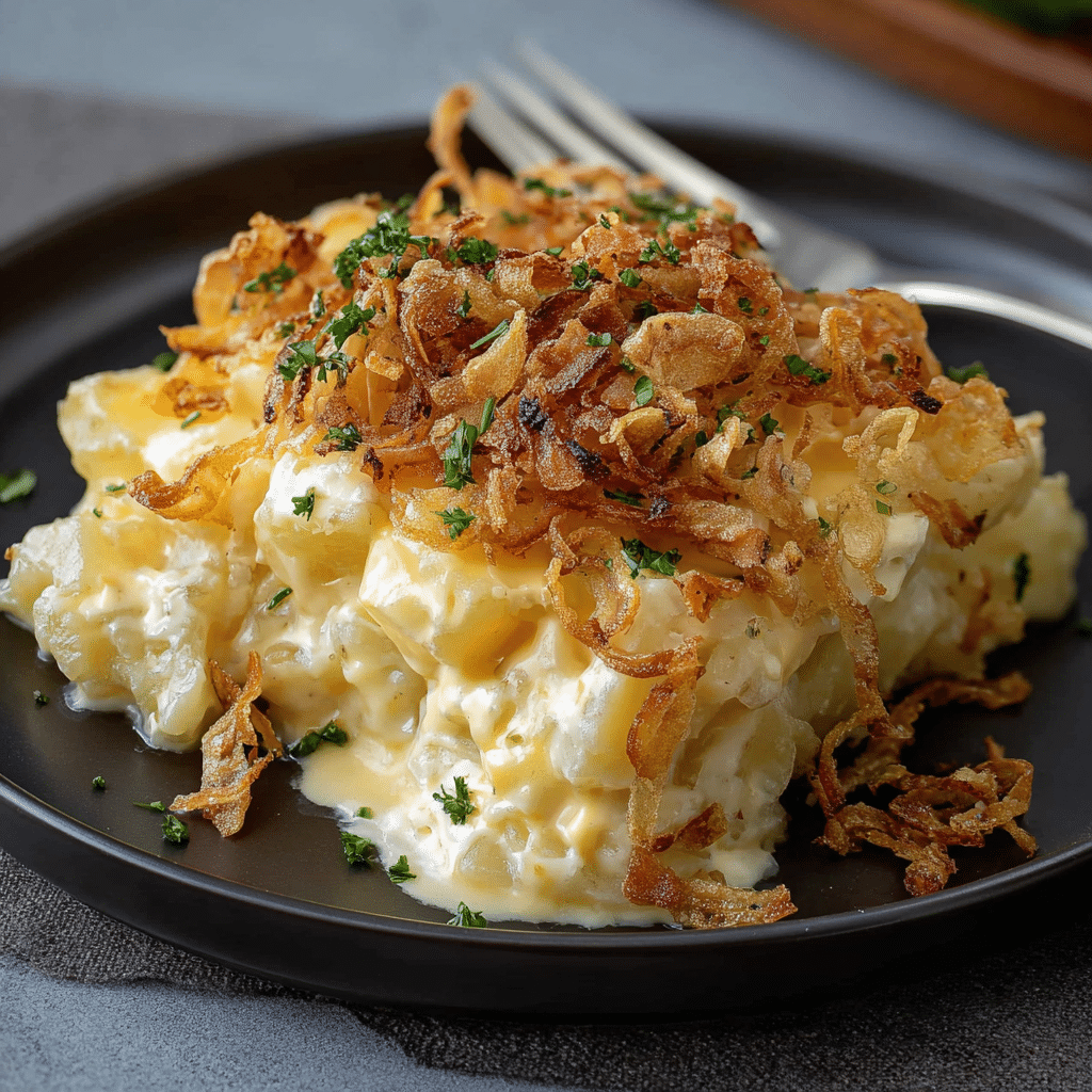 French Onion Funeral Potatoes Recipe - Recipe Image