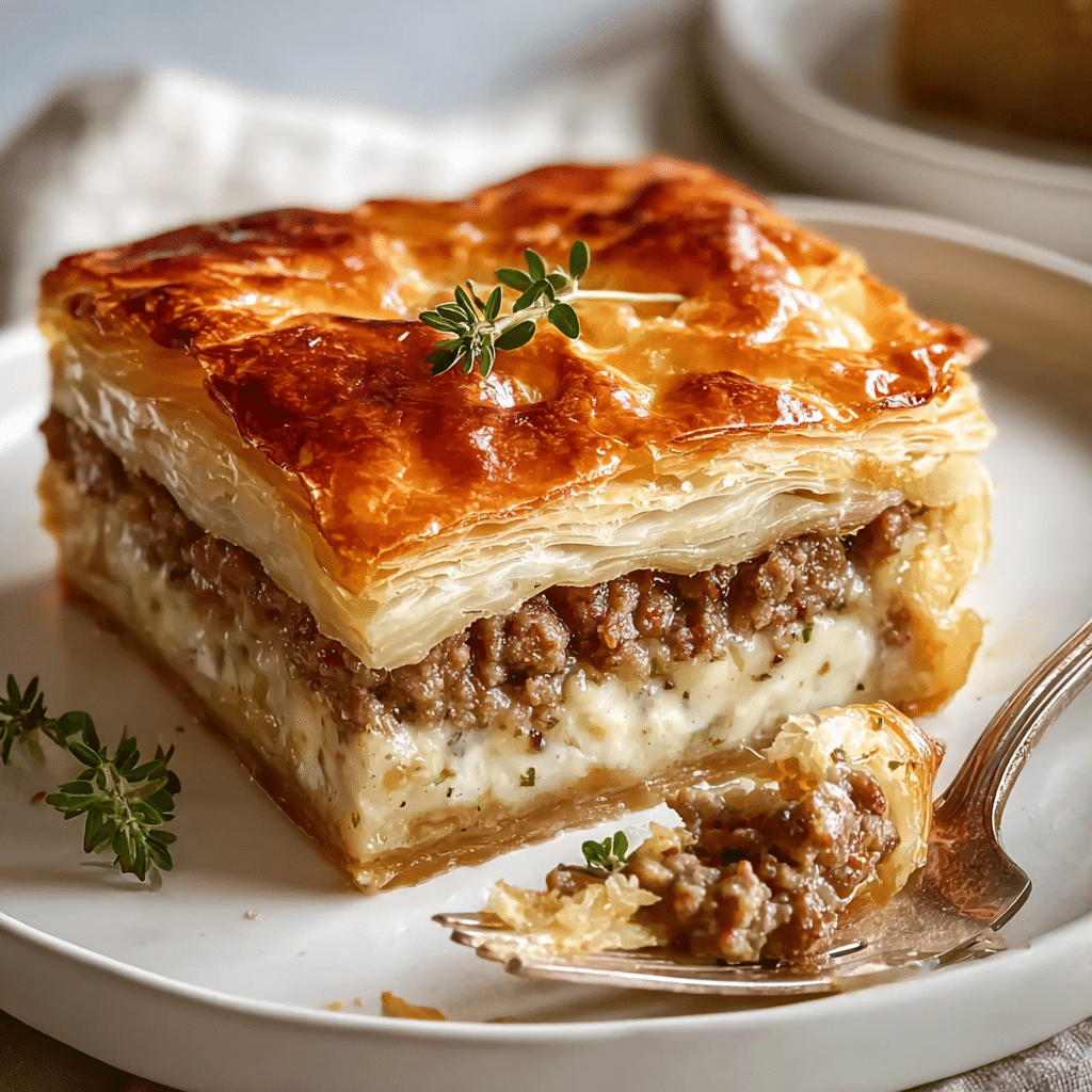 Sausage Gravy Puff Pie Recipe - Recipe Image
