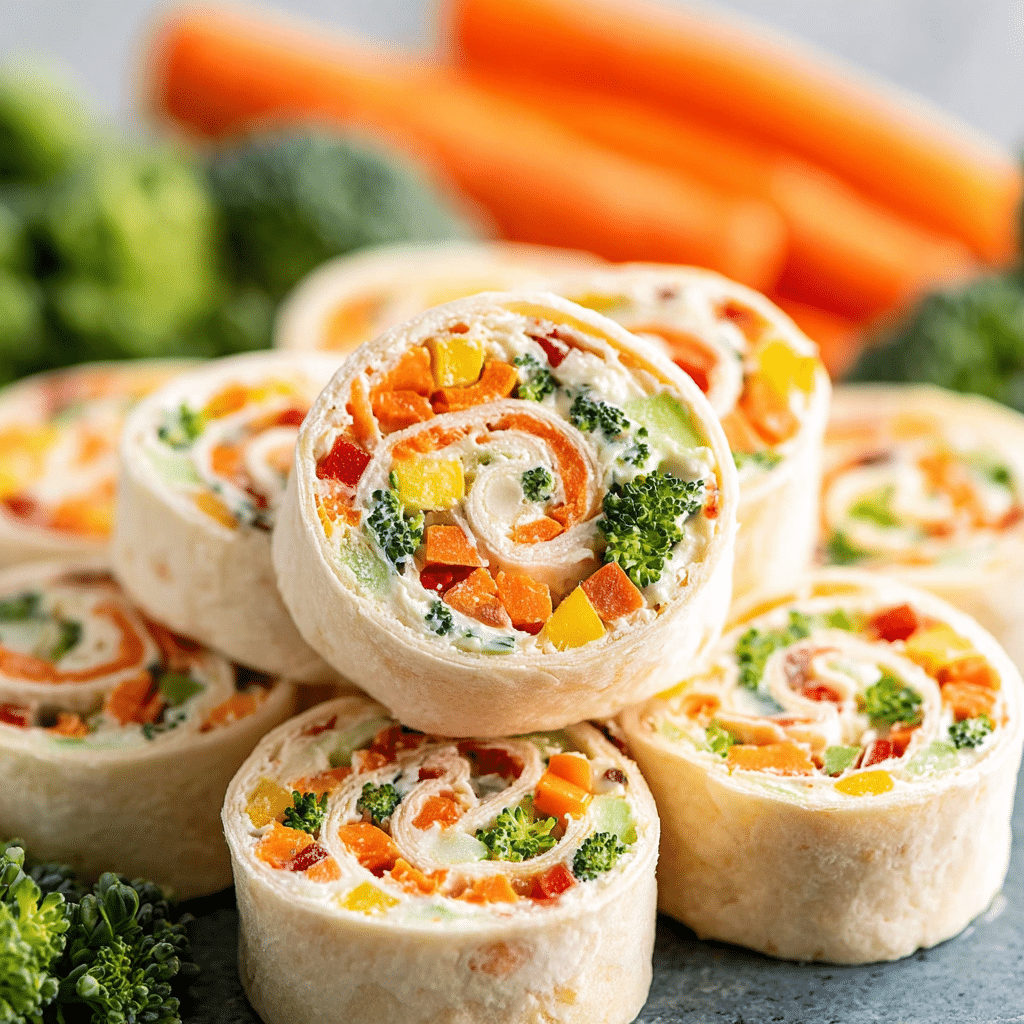 ggie Pinwheels with Broccoli and Carrots Recipe - Recipe Image