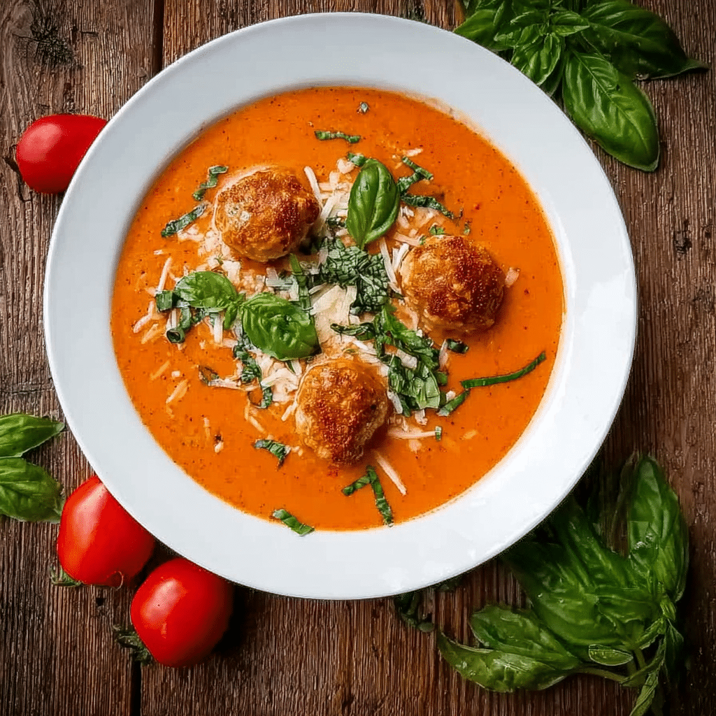 Roasted tomato soup with cheddar dumplings recipe - Recipe Image
