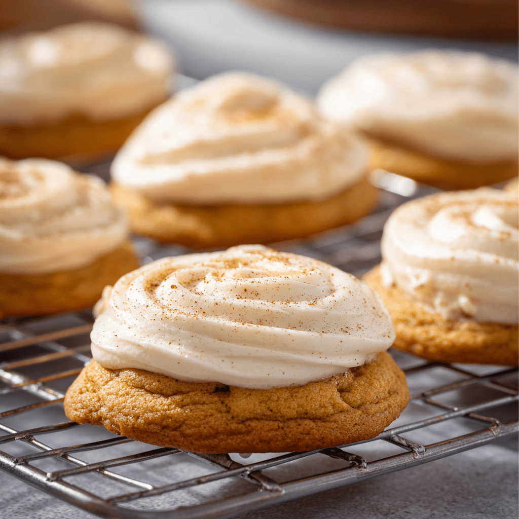 Soft Pumpkin Cookies with Cinnamon Frosting Recipe - Recipe Image