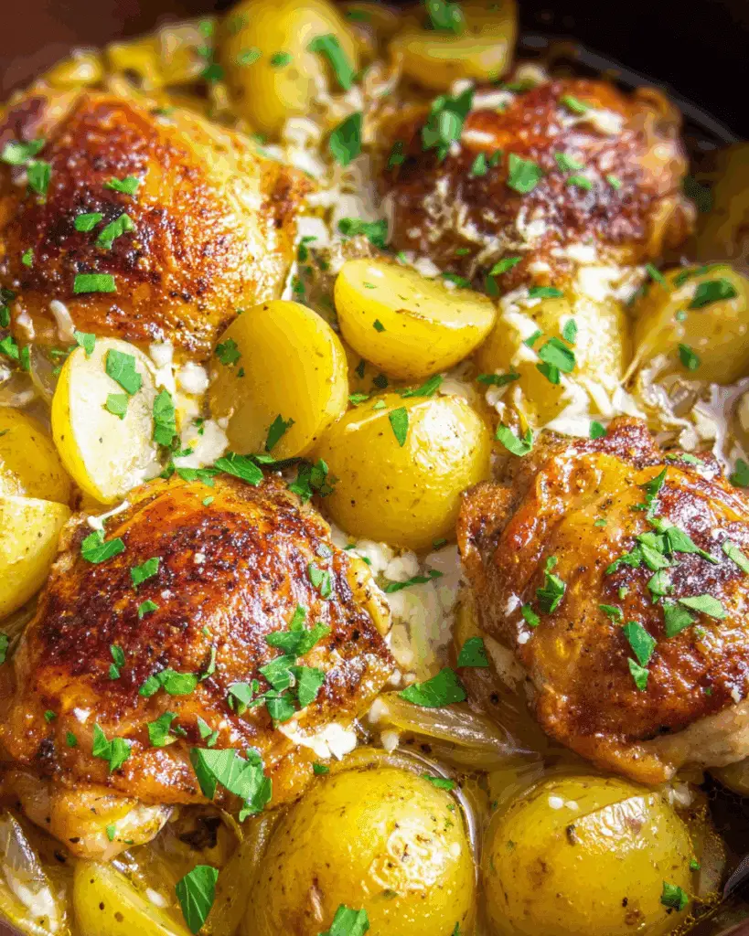 Slow Cooker Garlic Parmesan Chicken and Potatoes Recipe