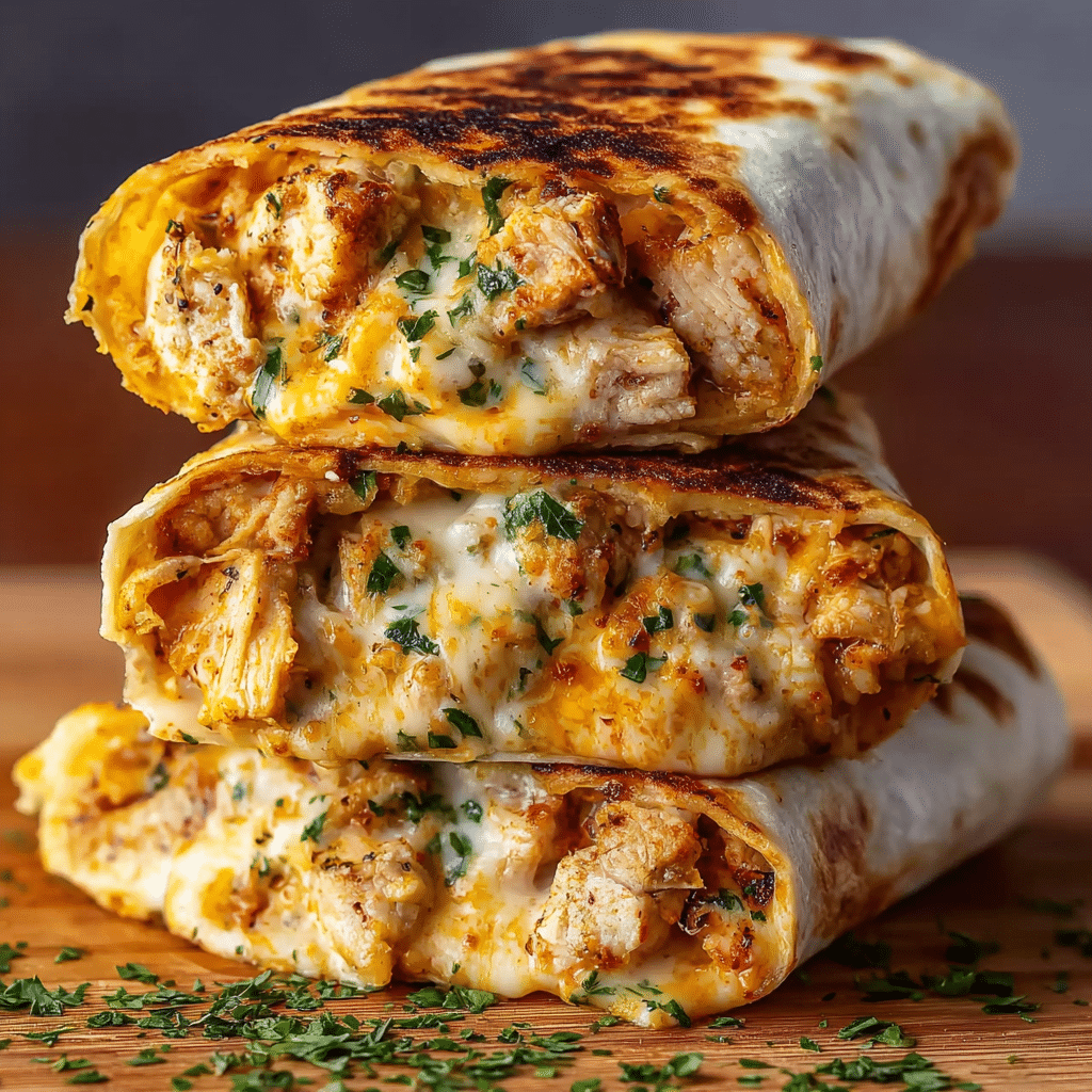 Cheesy Chicken Garlic Wraps Recipe - Recipe Image