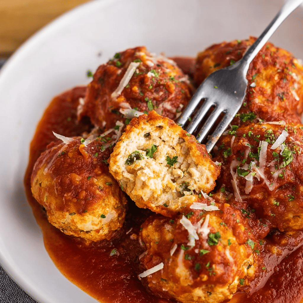 Slow Cooker Cheesy Chicken Parmesan Meatballs Recipe - Recipe Image