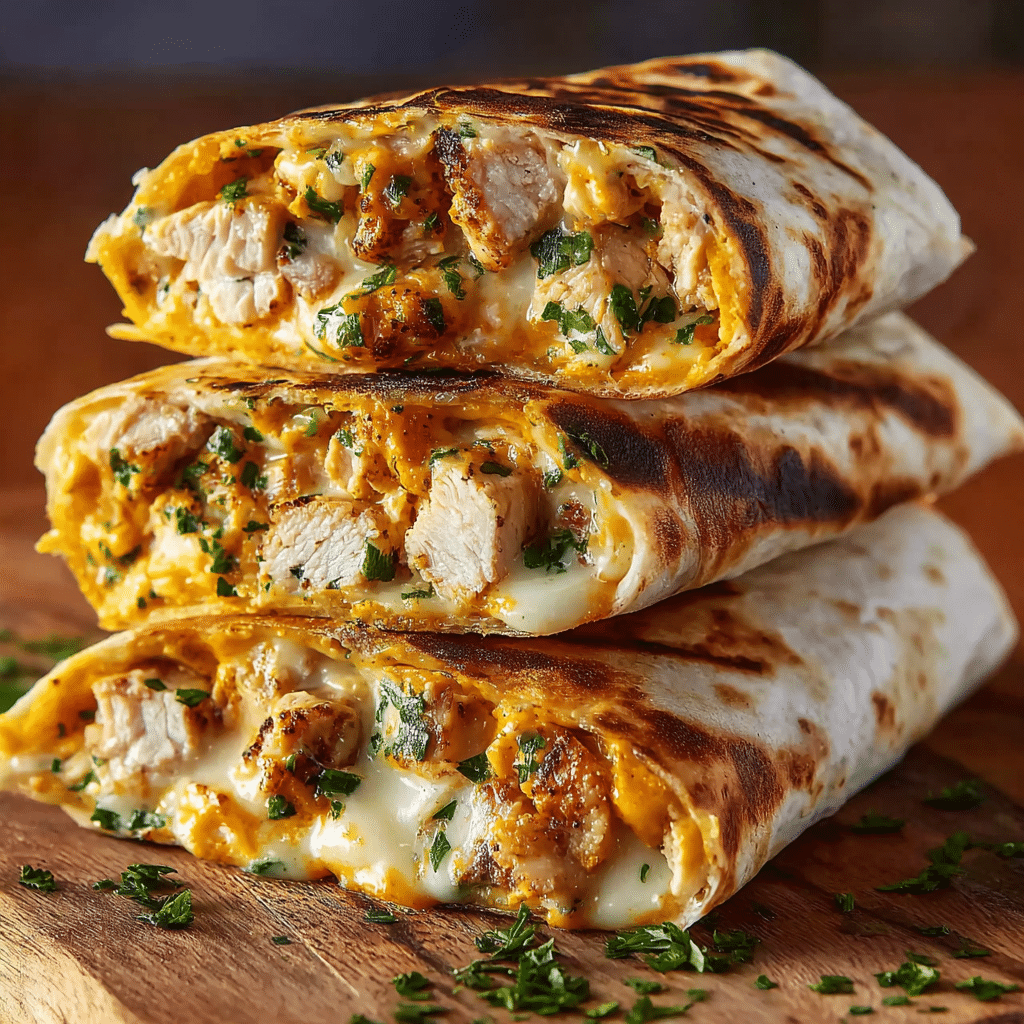 Cheesy Chicken Garlic Wraps Recipe - Recipe Image