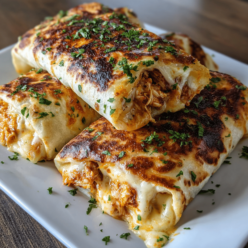 Baked Cheesy Garlic Chicken Wraps Recipe - Recipe Image