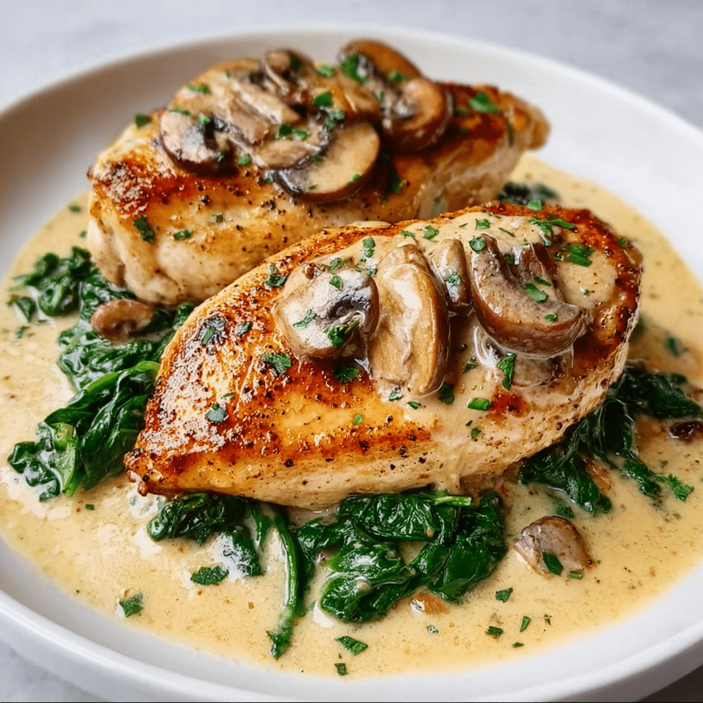 Chicken, Spinach, and Mushroom Bake Recipe - Recipe Image