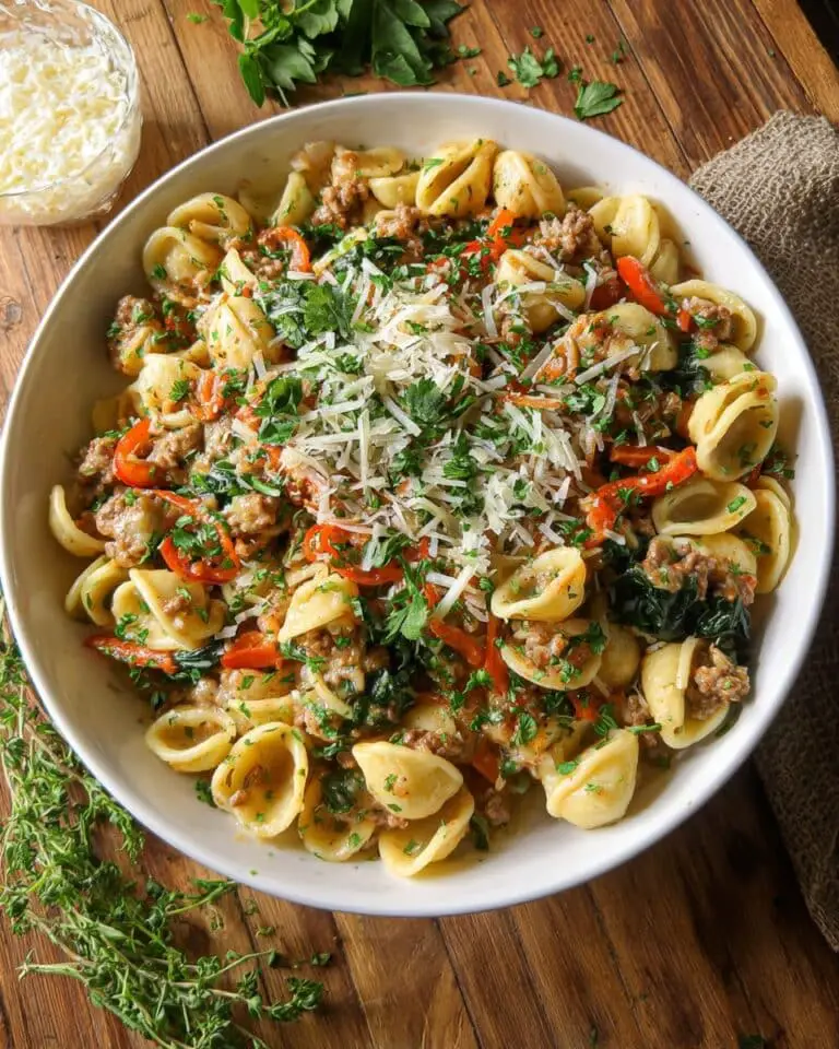 Sausage Orecchiette with Peppers and Spinach Recipe