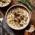 Creamy Wild Rice Chicken Soup with Roasted Mushrooms Recipe