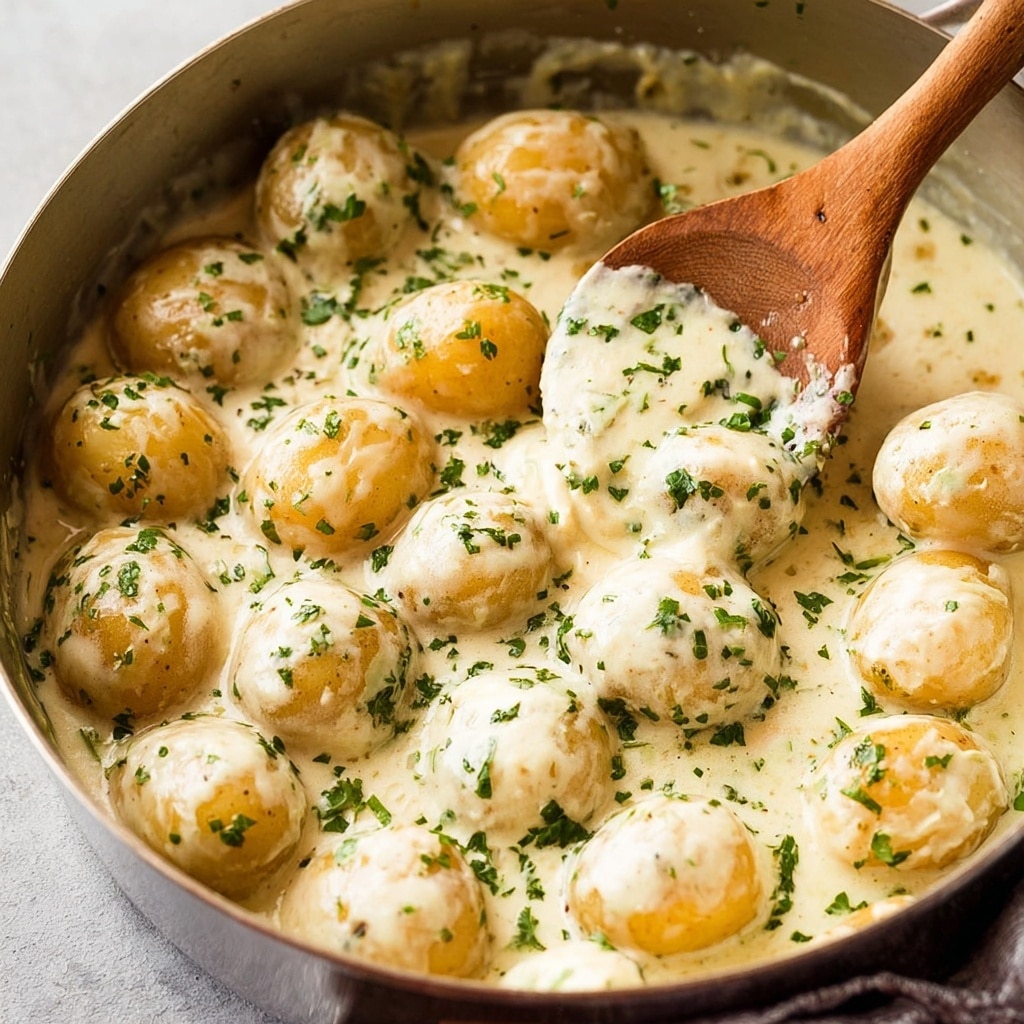 Creamy Garlic Baby Potatoes Recipe - Recipe Image