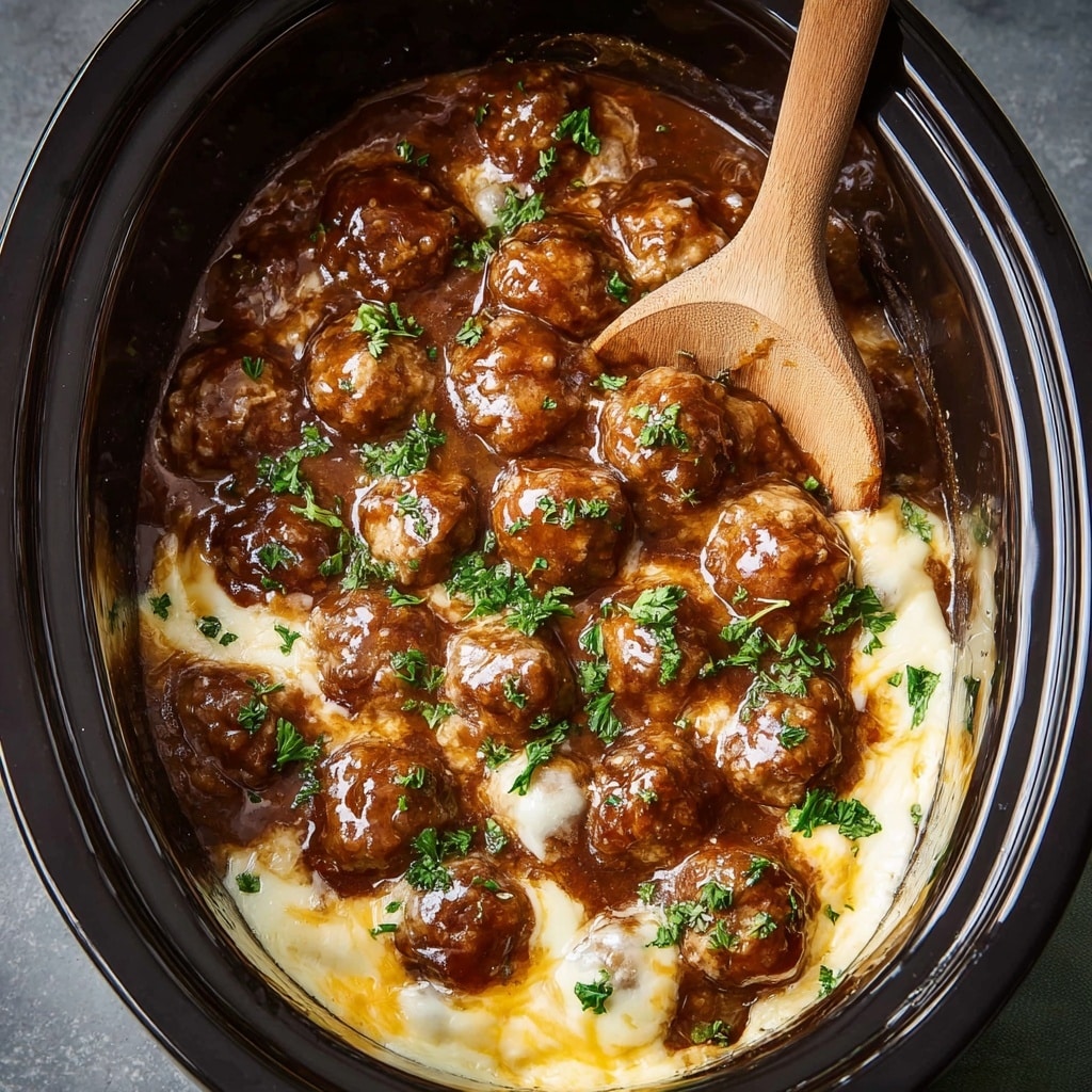 Crockpot French Onion Meatballs: 5 Steps to Comfort Bliss Recipe - Recipe Image