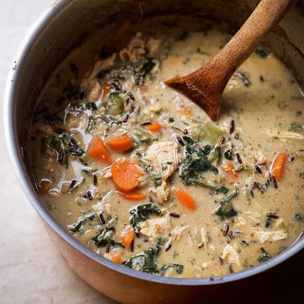 Creamy Wild Rice Chicken Soup with Roasted Mushrooms Recipe - Recipe Image