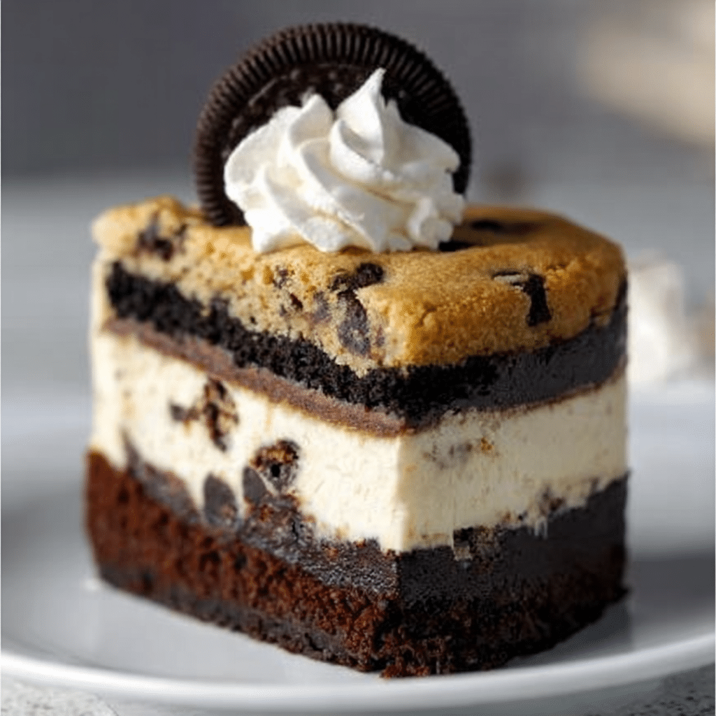 5 Layer Cookie Box Brownie Cheesecake Delight Recipe - Recipe Image