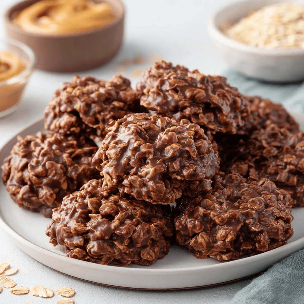 No Bake Peanut Butter Chocolate Cookies Recipe - Recipe Image