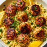 Greek Chicken Meatballs with Lemon Orzo Recipe