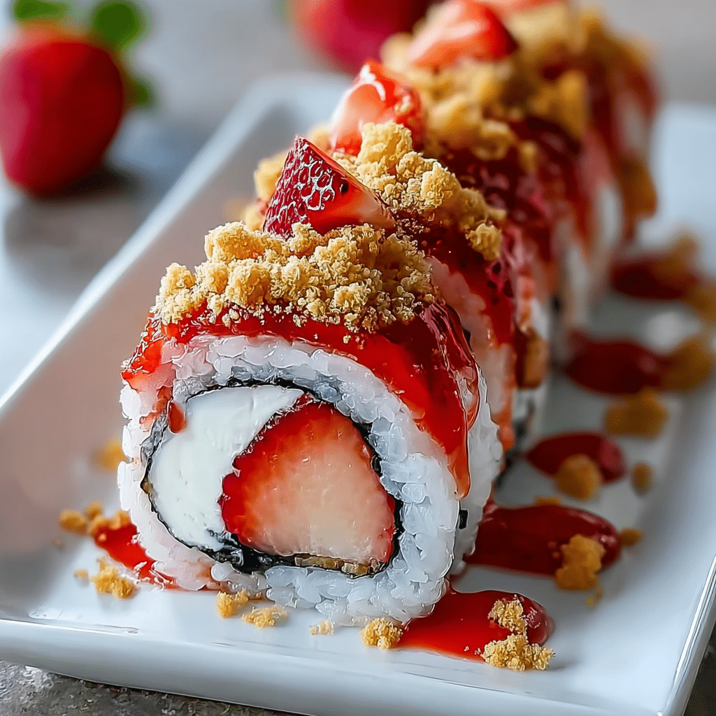 Strawberry Shortcake Sushi Roll Dessert Recipe - Recipe Image