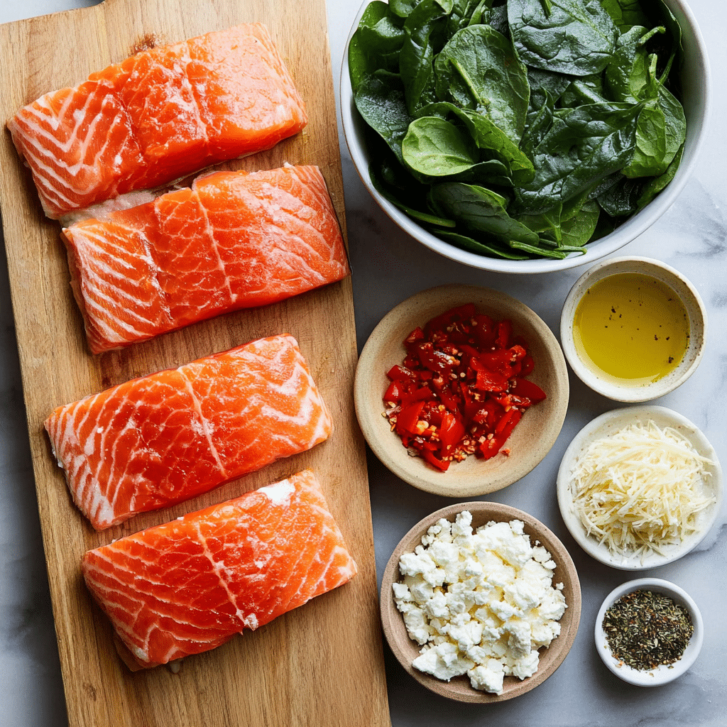 Stuffed Salmon With Spinach & Feta (30 minutes!) Recipe - Recipe Image