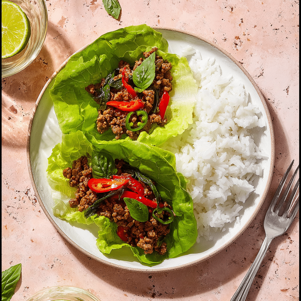 Asian Style Ground Beef Lettuce Wraps Recipe - Recipe Image