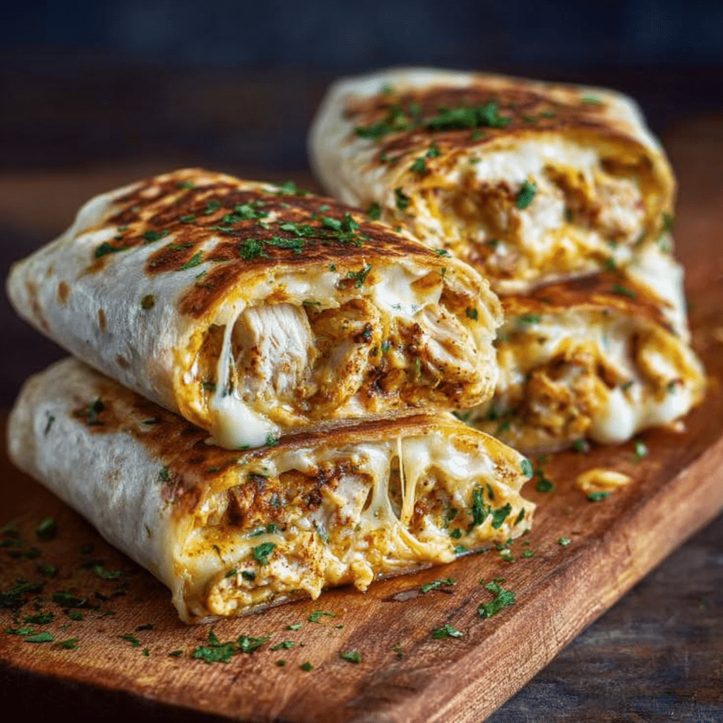 Easy Cheesy Garlic Chicken Wraps Recipe - Recipe Image