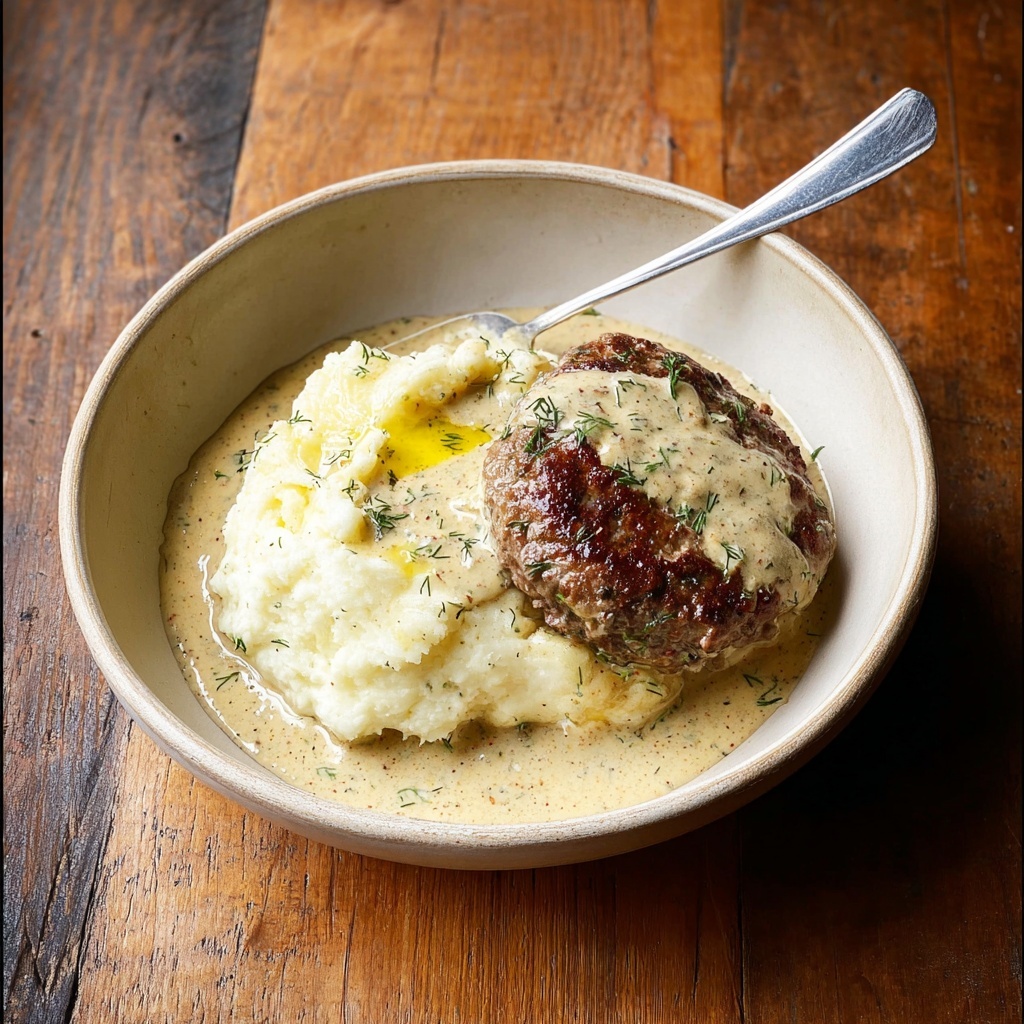 Hamburger Steaks in Creamy Dill Sauce30 minutes Recipe 5 Hamburger Steaks in Creamy Dill Sauce30 minutes Recipe - Recipe Image