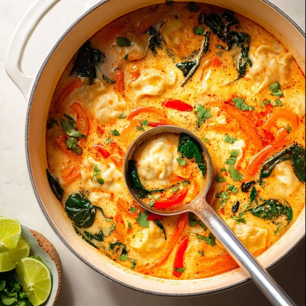 Easy Thai Coconut Curry Dumpling Soup Recipe - Recipe Image