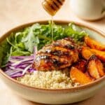 Sheet Pan Hot Honey Chicken and Veggie Glow Bowls Recipe