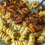 Creamy Garlic Parmesan Chicken with Cheesy Twisted Pasta Recipe
