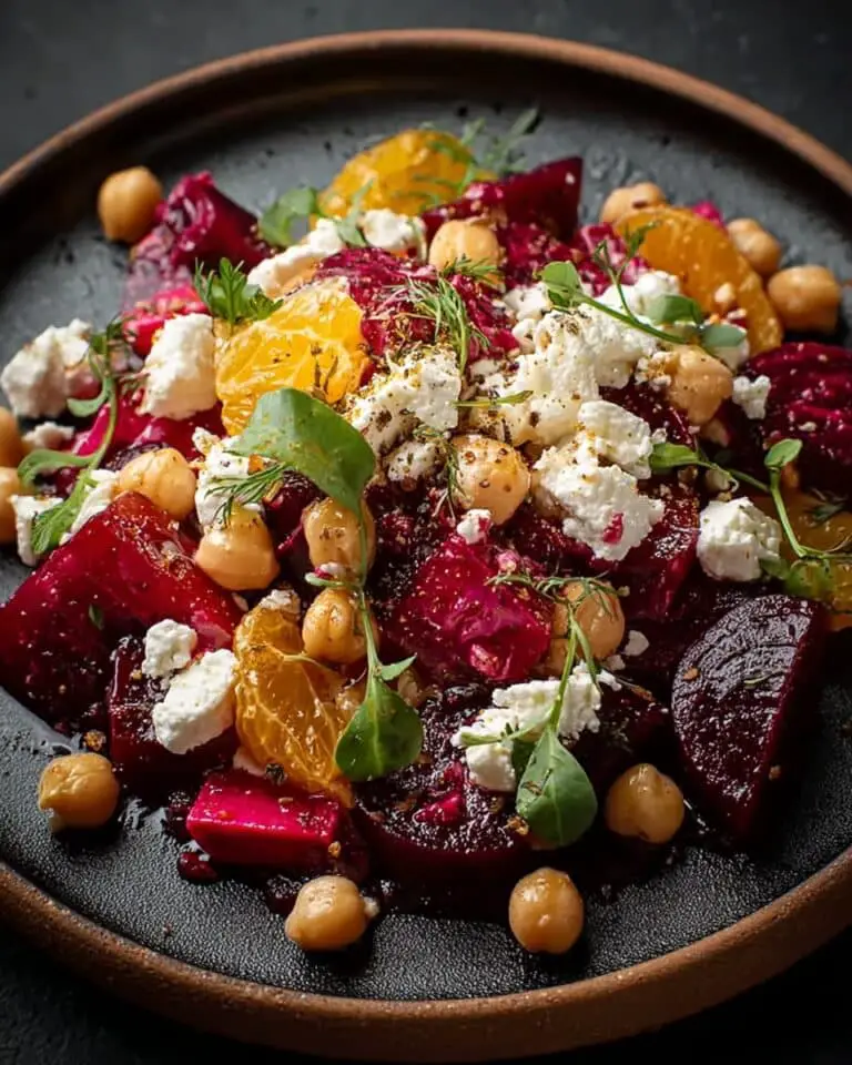 Beet & Feta Salad with Lemon-Garlic Vinaigrette Recipe