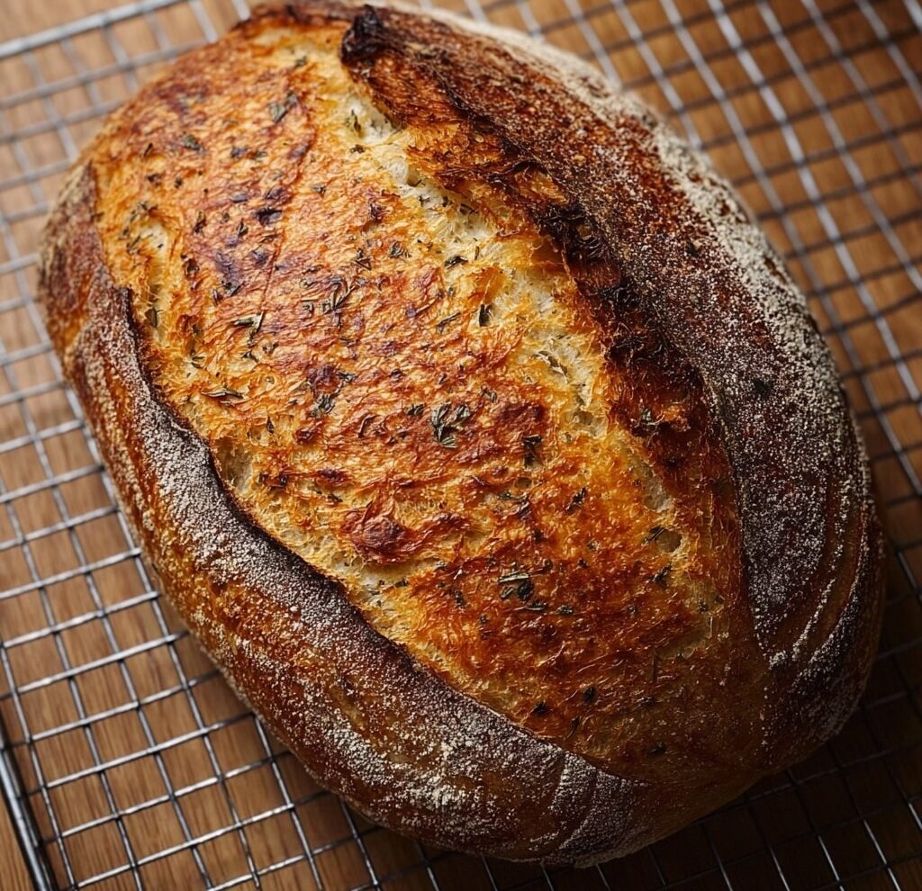 Italian Herbs and Cheese Artisan Sourdough Bread Recipe