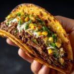 the best Street Corn Smash Burger Tacos Recipe
