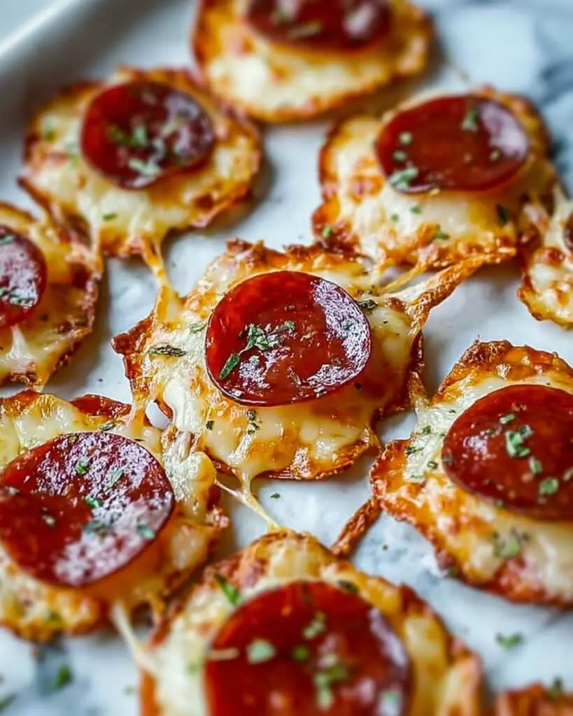 Pizza Chips: Crispy Bite-Sized Cheese and Pepperoni Snacks Recipe