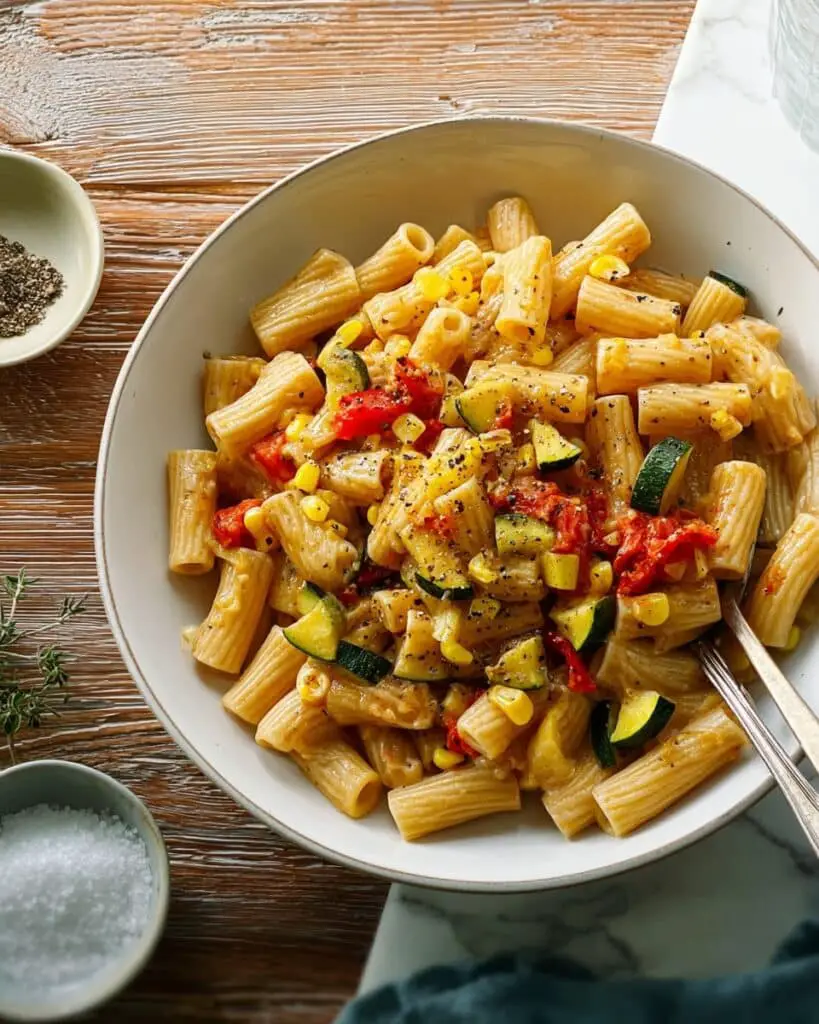 Pasta with Corn, Zucchini, and Tomatoes Recipe