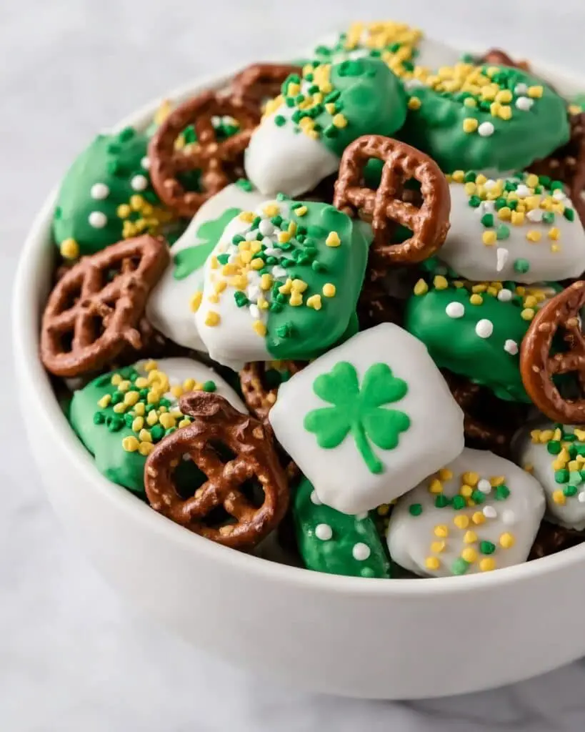 St. Patrick’s Day Caramel Pretzel Bites Recipe