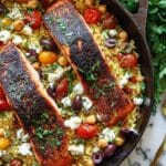 Mediterranean Salmon with Herb Feta Rice Recipe