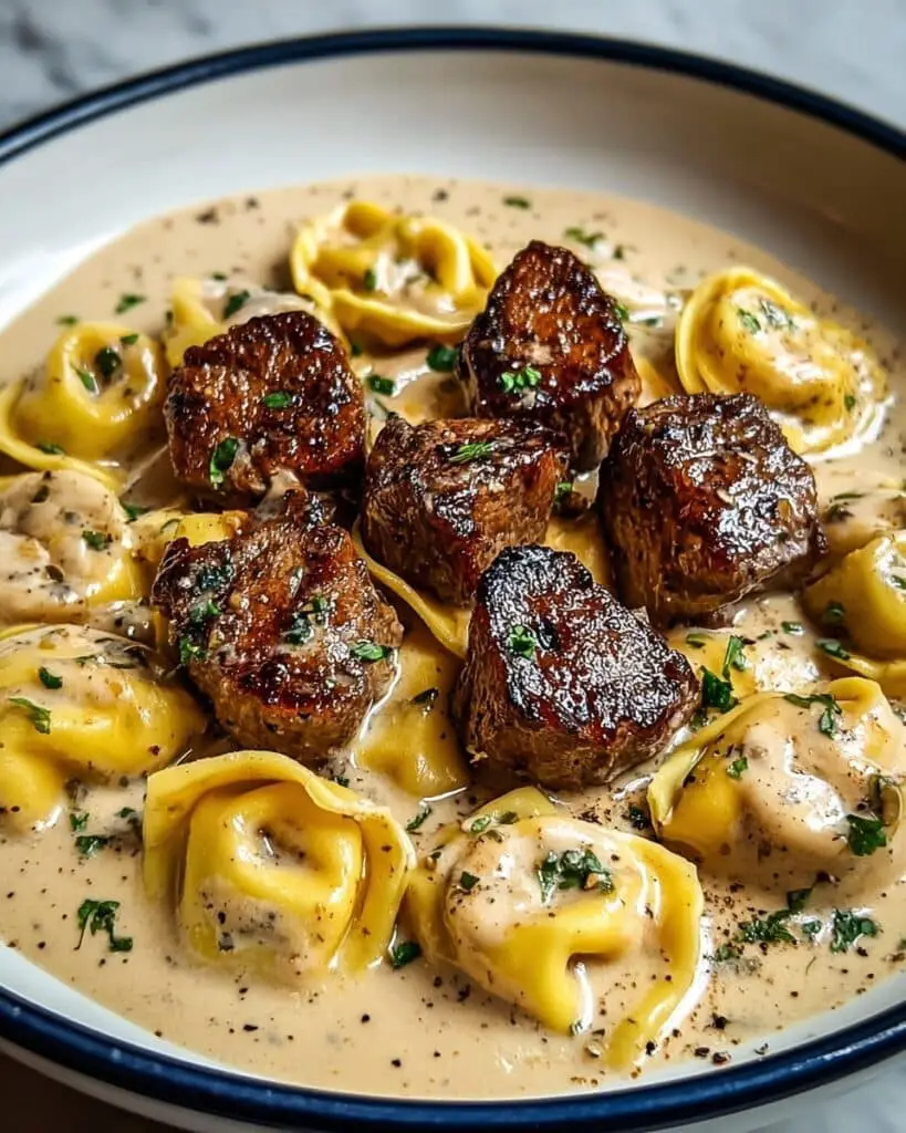 Cracked Garlic Steak Tortellini in Creamhouse Sauce Recipe