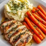 Garlic Herb Chicken with Creamy Mashed Potatoes and Honey-Glazed Carrots Recipe