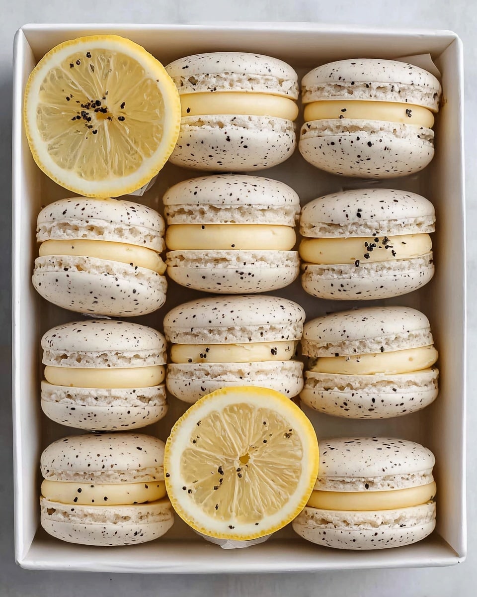 Lemon Poppy Seed Macarons with Lemon Curd Filling Recipe - Recipe Image