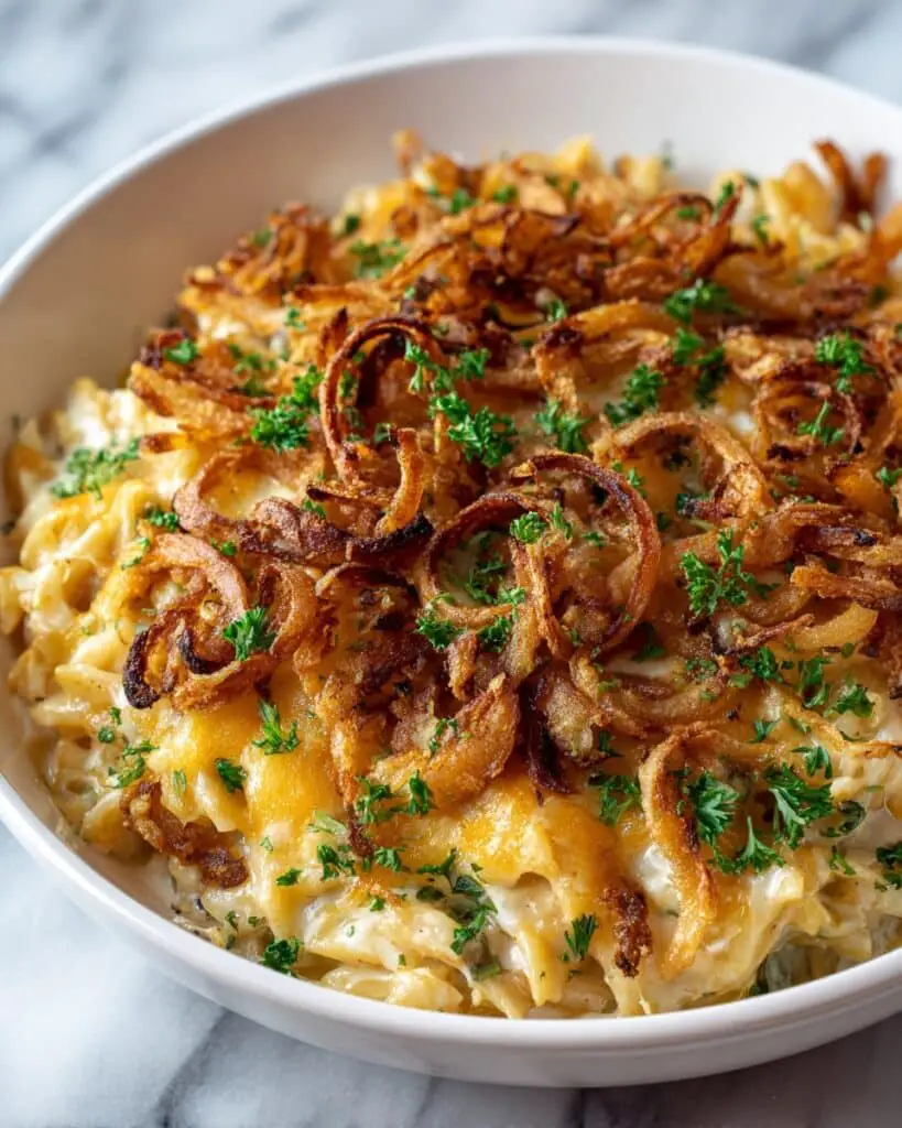 French Onion Chicken Orzo Casserole Recipe