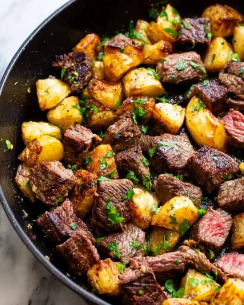 Garlic Butter Steak Bites and Potatoes Recipe