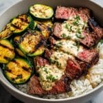 Grilled Steak Bowl with Sauce & Grilled Zucchini Bliss Recipe