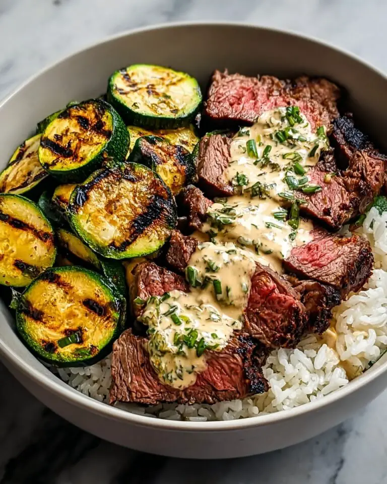 Grilled Steak Bowl with Sauce & Grilled Zucchini Bliss Recipe