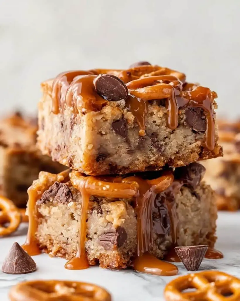 Salted Caramel Pretzel Blondies Recipe